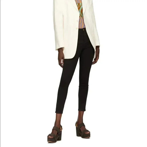 FRAME denim | Black 'Le Skinny High' Jeans in Film Noir - Picture 4 of 15